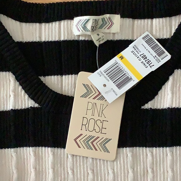 Pink Rose Striped Ribbed Long Sleeve Top SZ M NWT! - Picture 2 of 5
